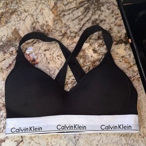 Calvin Klein Black and White Cross-Back Bra